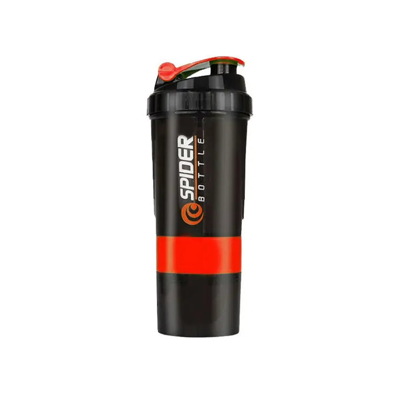 3-Layer Protein Shaker Bottle with Mixing Capability for Fitness and Bodybuilding