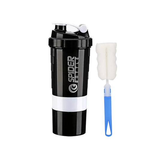 3-Layer Protein Shaker Bottle with Mixing Capability for Fitness and Bodybuilding