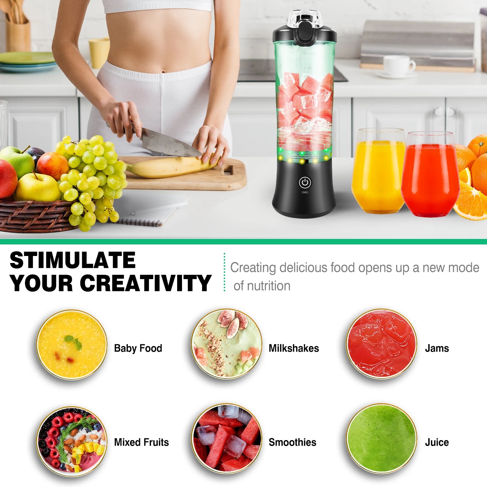 600Ml Portable Mini Blender - USB Rechargeable Smoothie Maker for On-the-Go