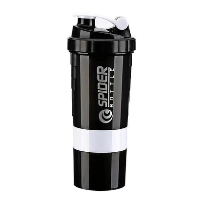 3-Layer Protein Shaker Bottle with Mixing Capability for Fitness and Bodybuilding