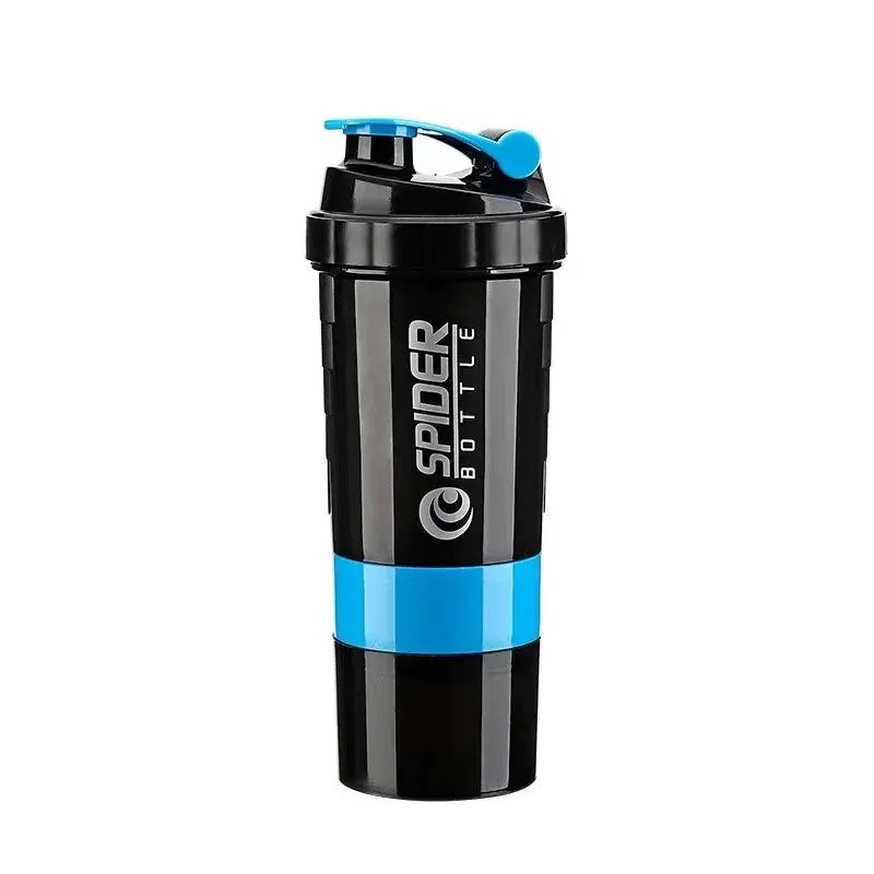 3-Layer Protein Shaker Bottle with Mixing Capability for Fitness and Bodybuilding